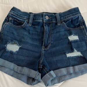 Hollister Dark Blue Distressed Jean Shorts